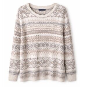 Patterned Cream and Gray Sweater
